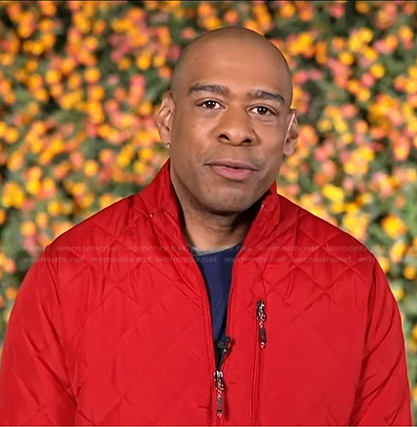 DeMarco Morgan's red quilted jacket on Good Morning America