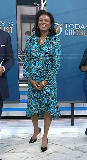 Dr. Angela Lamb's turquoise floral wrap dress on Today