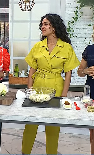 Radhi's yellow belted jumpsuit on Today