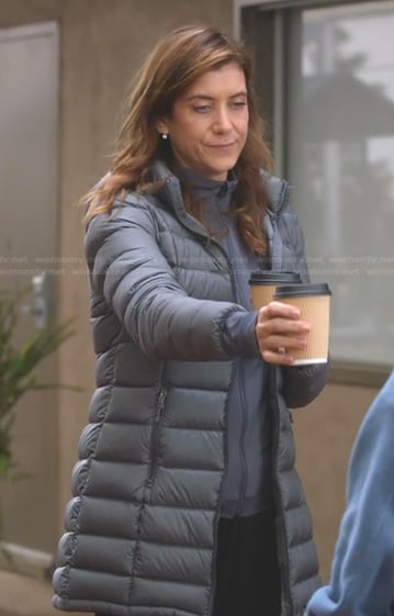 Addison's grey puffer coat on Greys Anatomy