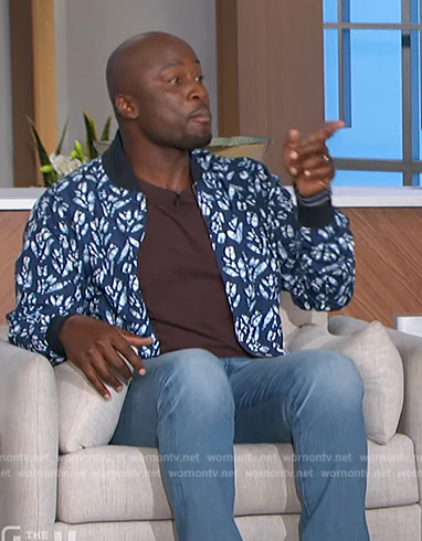 Akbar's blue floral bomber jacket on The Talk