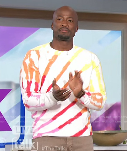 Akbar's white tie dye sweatshirt on The Talk