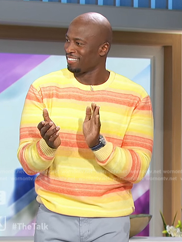 Akbar's yellow striped sweater on The Talk