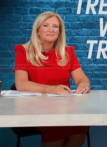 Alison Triessl's red tie neck dress on Access Hollywood