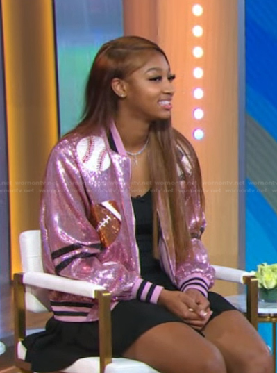 Angel Reese's sequin bomber jacket on Good Morning America