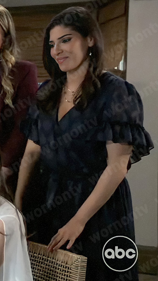Brook Lynn's navy wrap dress on General Hospital