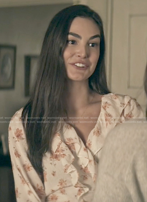 Candice's white floral ruffled top on Superman and Lois