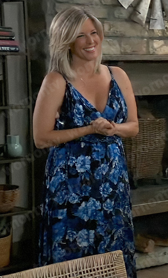Carly's blue floral maxi dress on General Hospital