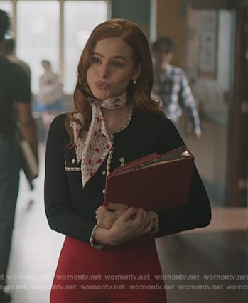 Cheryl's black pearl embellished cardigan on Riverdale