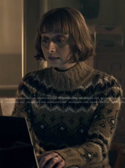 Chrissy's brown fair isle sweater on Superman and Lois