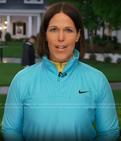 Dana Jacobson's turquoise blue top on CBS Saturday Morning