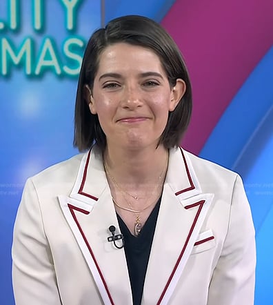 Daryn Carp's ivory contrast trim blazer on Today