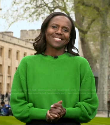 Deborah's green ribbed sweater on Good Morning America
