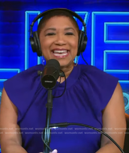 Deja Vu's blue ruffle sleeve dress on Live with Kelly and Ryan