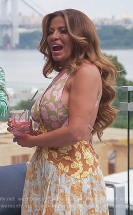 Dolores's patchwork floral print dress on The Real Housewives of New Jersey
