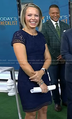 Dylan's navy lace mini dress on Today