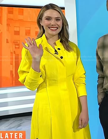 Elizabeth Olsen's yellow buttoned dress on Today