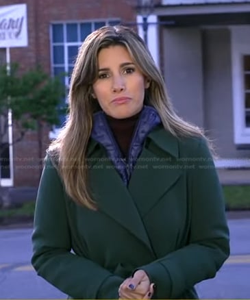 Elwyn Lopez's green wrap coat on Good Morning America