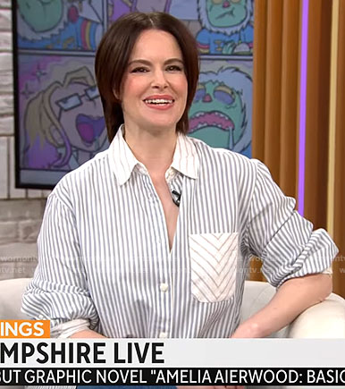 Emily Hampshire's striped shirt on CBS Mornings