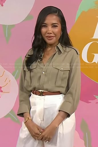 Emma Grede's beige button down shirt on Today