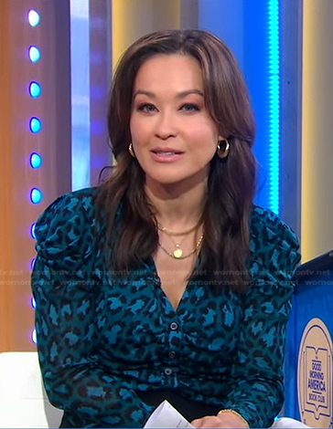 Eva's blue leopard blouse on Good Morning America