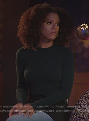 Fay's green cutout sweater on Grand Crew