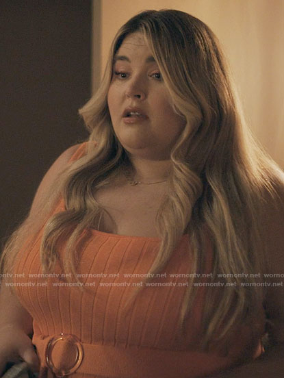 Felicia's orange rib knit dress on Single Drunk Female
