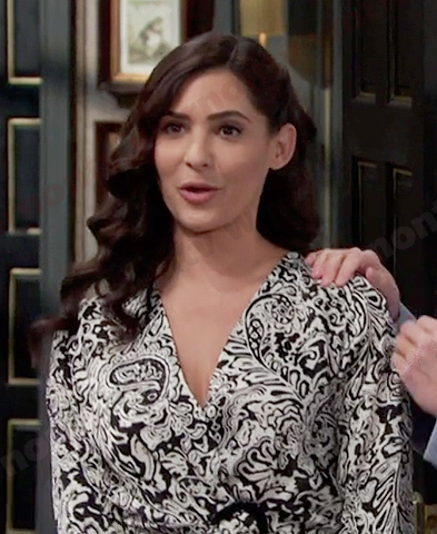 Gabi's black and white printed dress on Days of our Lives