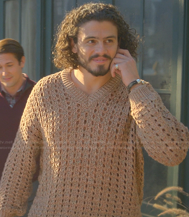 Gael's beige pointelle knit sweater on Good Trouble