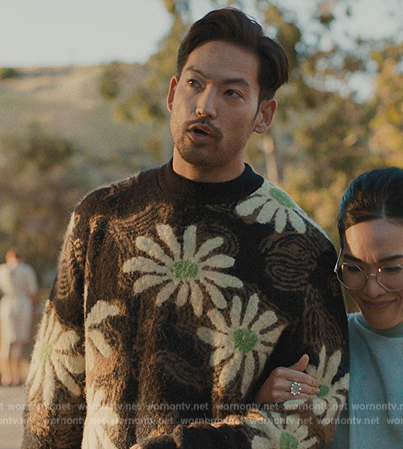 George's black floral print sweater on Beef