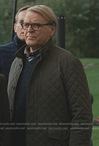 Green quilted jacket on Succession