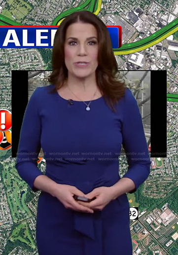 Heather's blue tie waist dress on Good Morning America