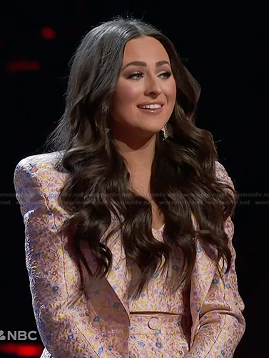 Holly Brand's pink jacquard jacket and shorts on The Voice