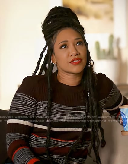Iris's striped space dye sweater on The Flash