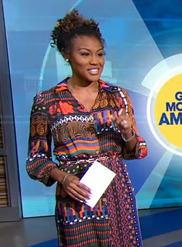 Janai's mixed print shirtdress on Good Morning America