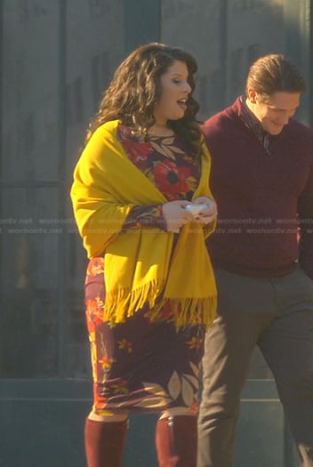 Jazmin Martinez's brown floral dress on Good Trouble