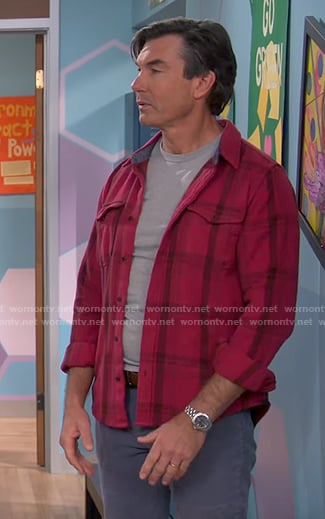 Jerry O'Connell's red plaid shirt on The Neighborhood