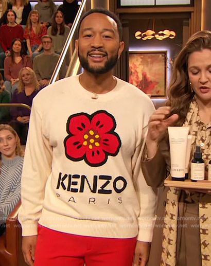 John Legend's floral sweater on The Drew Barrymore Show