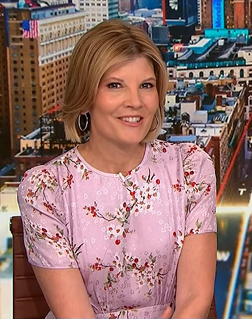 Kate Snow's pink floral short sleeve dress on NBC News Daily