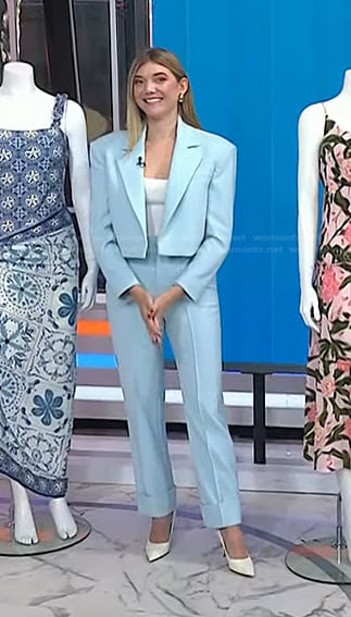 Katie Sands's blue cropped blazer and pants on Today