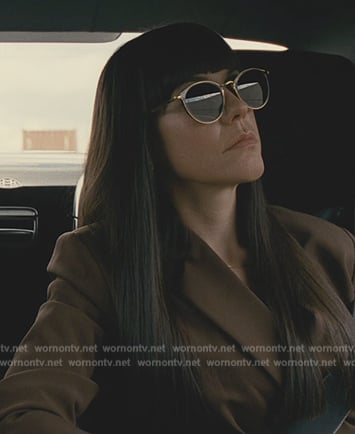 Kerry's brown cropped blazer and sunglasses on Succession