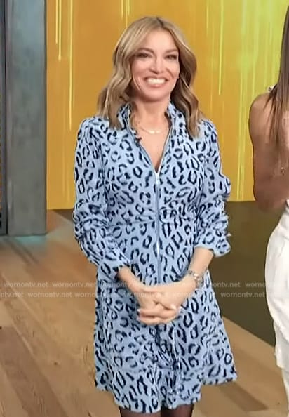 Kit's blue leopard print dress on Access Hollywood
