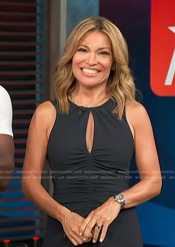 Kit's navy ruched cutout mini dress on Access Hollywood