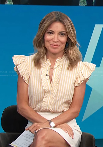 Kit's yellow stripe ruffle top on Access Hollywood