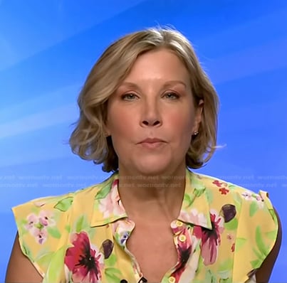 Kristen Dahlgren's yellow floral dress on NBC News Daily