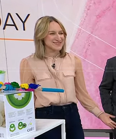 Lauren Iannotti's pink ladder-trim blouse on Today
