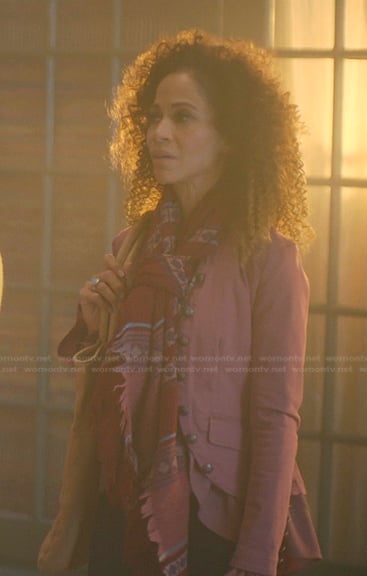 Lena’s pink ruffle jacket on Good Trouble