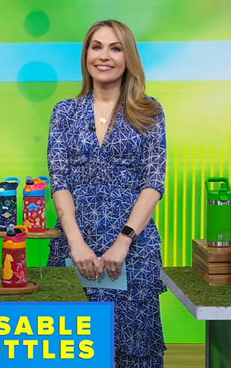 Lori's blue printed layered dress on Good Morning America