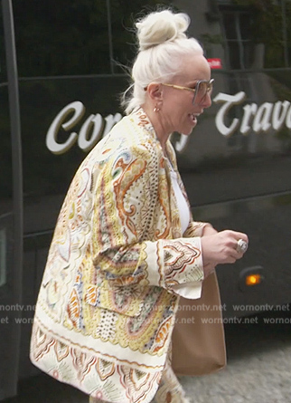 Margarete's printed blazer and pants on The Real Housewives of New Jersey