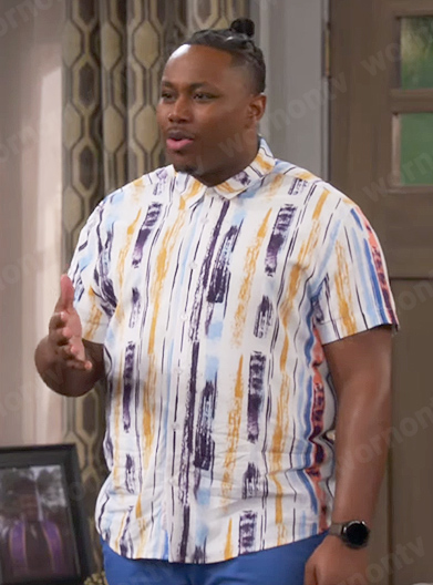Marty's brushstroke print shirt on The Neighborhood